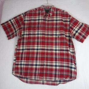 Roper Size XL  Mens Red Plaid Button Shirt Short Sleeve 100% Cotton Western‎